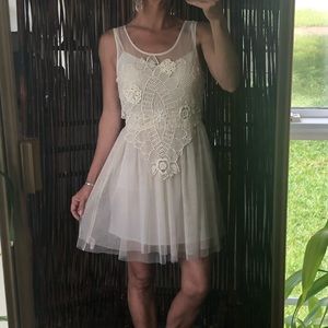 Free People Crochet Appliqué Mesh Dress